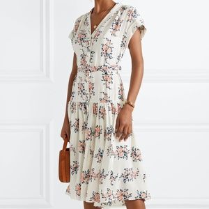 Veronica Beard Meagan Floral Tiered Belted Dress 8